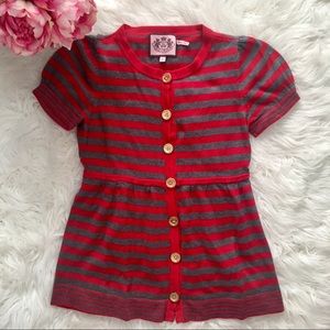 Juicy Couture Grey Red Stripe Cardigan